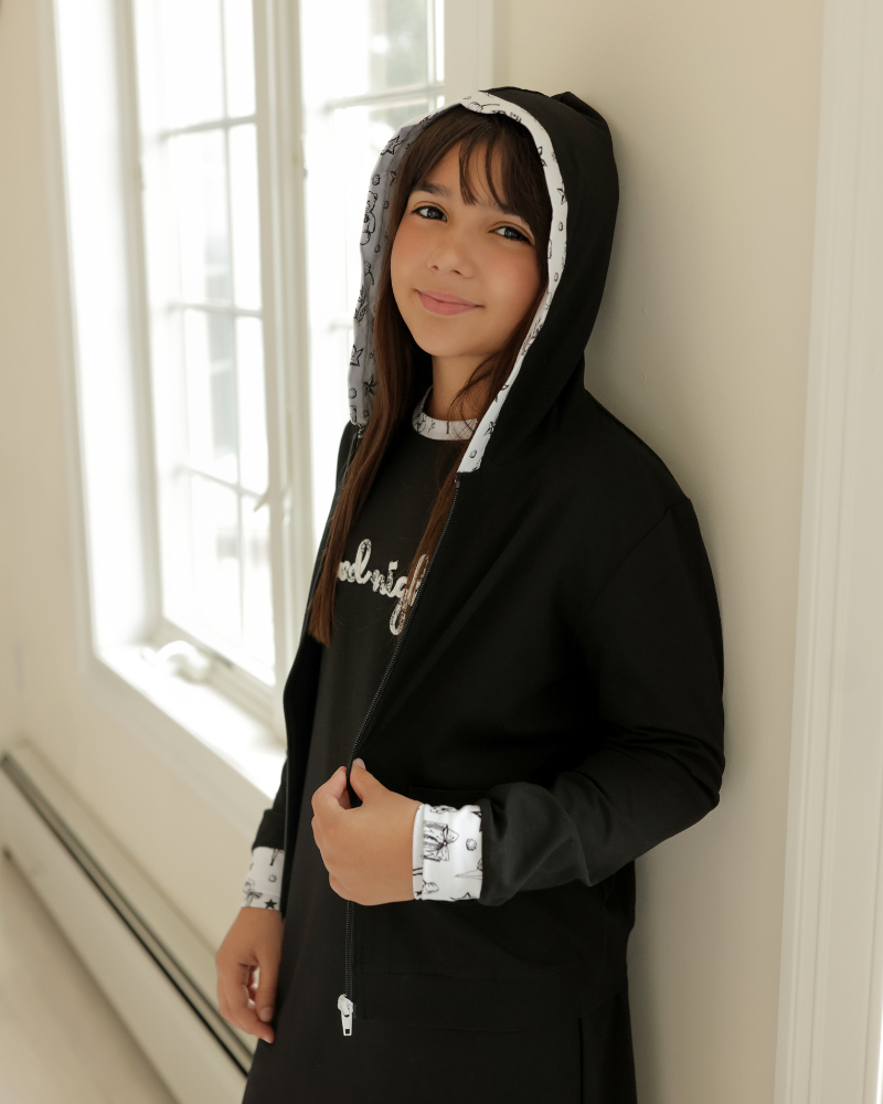 Miss Mini Good Night Black Modal Teen Hoodie