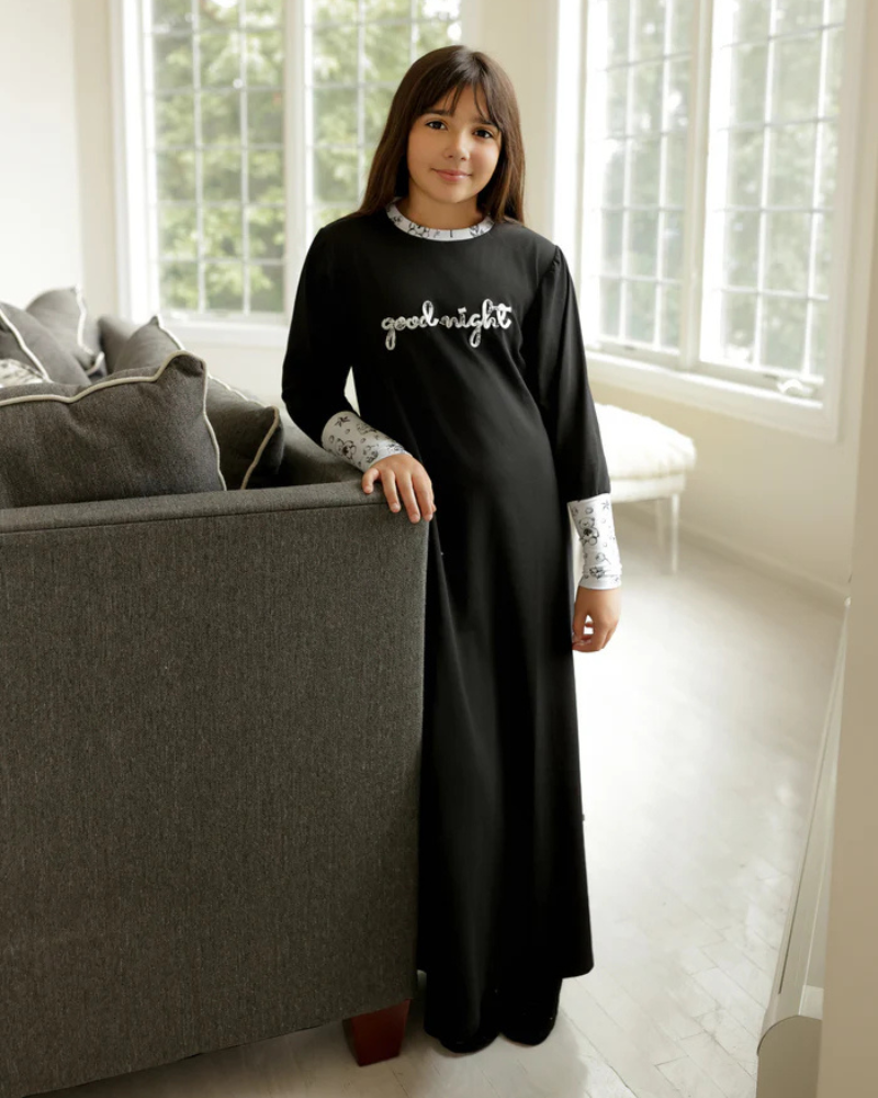Miss Mini Good Night Black Modal Teen Nightgown