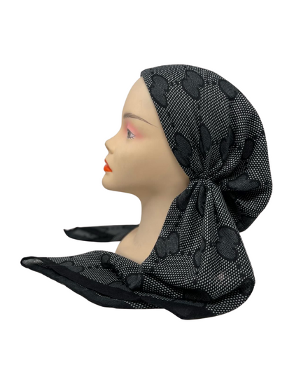 Revaz Black Floral Gucci Adjustable Pre-Tied Bandanna with Velvet Grip