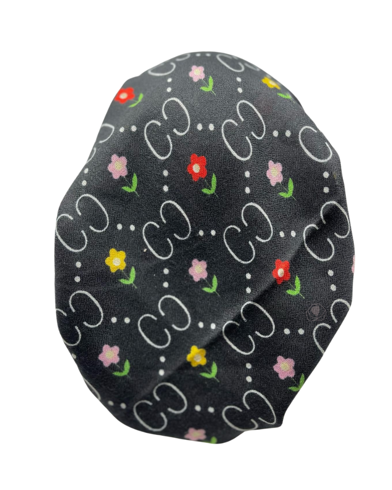 Revaz Black/Multi Floral Gucci Adjustable Pre-Tied Bandanna with Velvet Grip