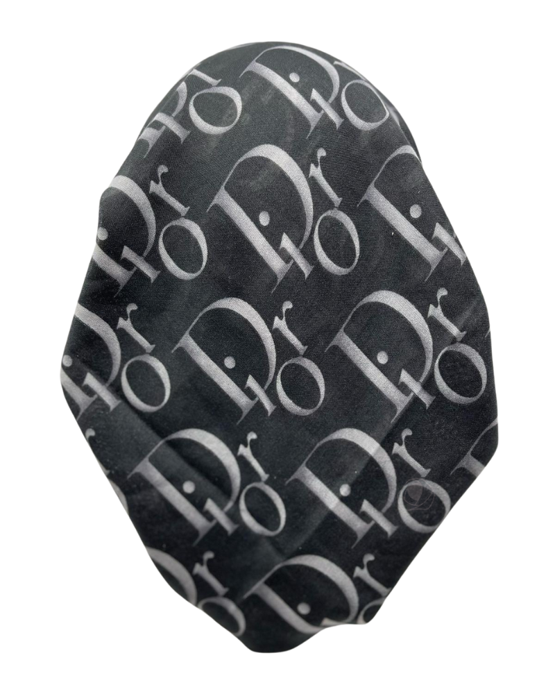 HS602A/E Black/Grey Dior Two Tone Adjustable Pre-Tied Bandanna with Velvet Grip