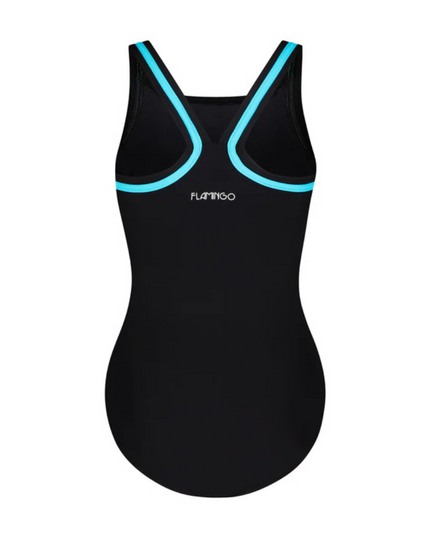 Flamingo Black/Aqua Black Teen Bathing Suit Removable Cups