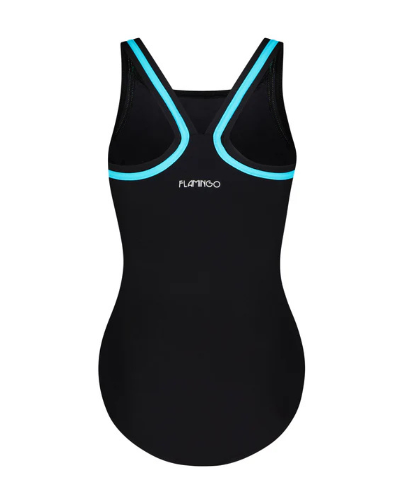 Flamingo Black/Aqua Black Teen Bathing Suit Removable Cups