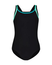Flamingo Black/Jade Black Teen Bathing Suit Removable Cups