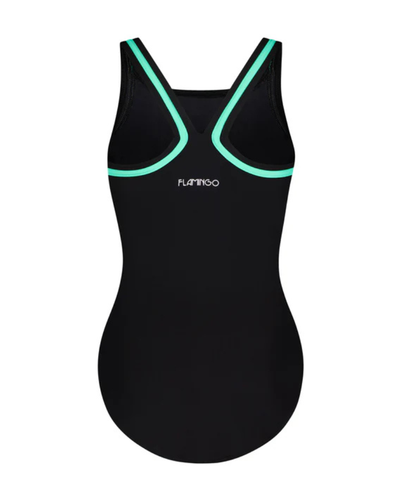 Flamingo Black/Jade Black Teen Bathing Suit Removable Cups