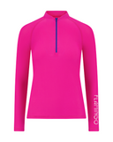 Flamingo Hot Pink/Royal Blue Half Zip Mesh Swim Top