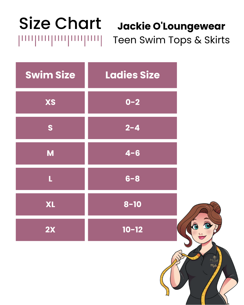 Teen Swim Tops & Skirts Size Guide
