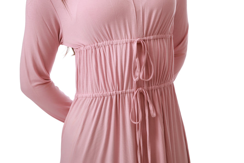 Rojo London Stella Soft Pink Waist Tie Modal Nightgown Myselflingerie.com