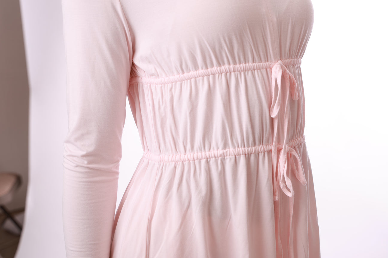 Rojo London Stella Soft Pink Waist Tie Modal Pajamas Set Myselflingerie.com