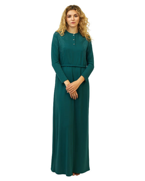Lunderbeck Dark Teal Etched Elegance Cotton Blend Nursing Nightgown
