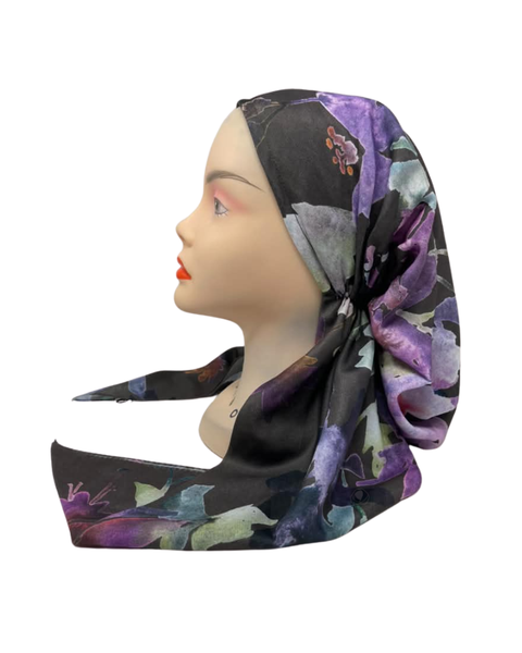Tal New York Mocha Lilac Open Back Pre-Tied Bandanna with Velvet Grip