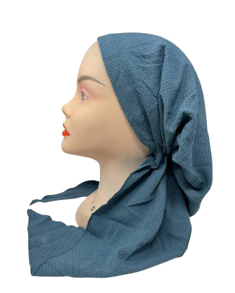 Lizi Headwear Teal Waffle Silk Adjustable Pre-Tied Bandanna with Velvet Grip
