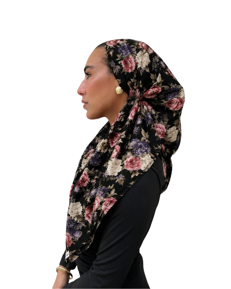 Scarf Bar Victorian Garden Open Back Adjustable Pre-Tied Bandanna with Velvet Grip