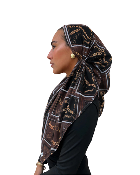 Scarf Bar Kensington Chain Open Back Adjustable Pre-Tied Bandanna with Velvet Grip