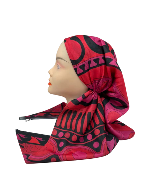 Tal New York Fuchsia Pucci Open Back Pre-Tied Bandanna with Velvet Grip