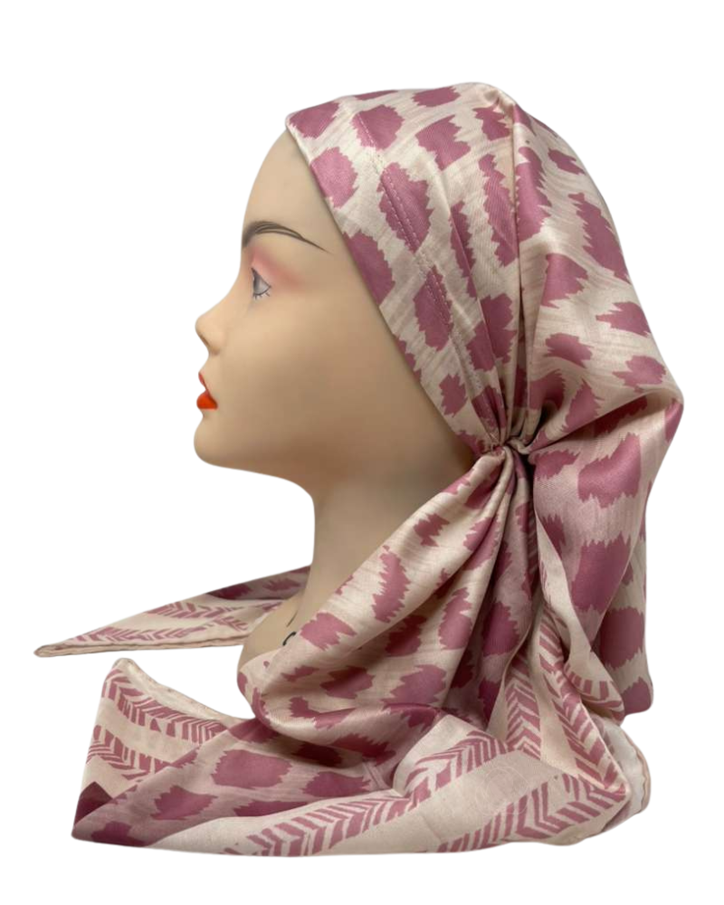 It's Younique Pink/Cream Animal Spots Pre-Tied Open Back Bandanna with Velvet Grip