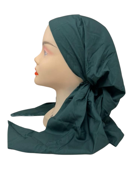 Lizi Headwear Solid Pine Open Back Adjustable Pre-Tied Bandanna with Velvet Grip