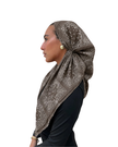 Scarf Bar Mocha Paisley Patchwork Open Back Adjustable Pre-Tied Bandanna with Velvet Grip