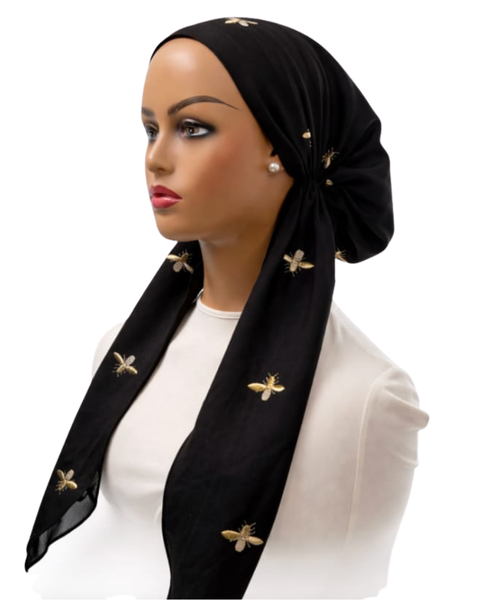 Ahead Black Royal Bee Classic Fit Pre-Tied Bandanna