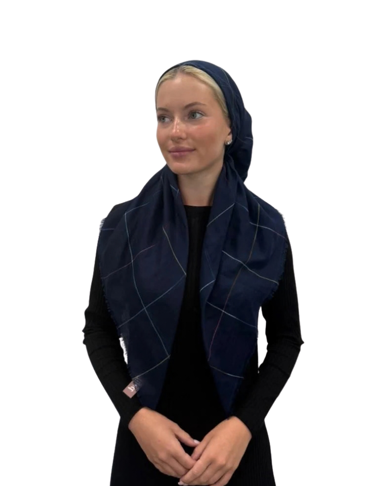 TYED Navy Lined Adjustable Pre-tied Bandanna with Velvet Grip