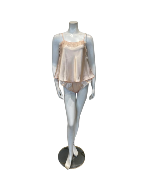 Madeleine Fig Brigitte Pink Satin Poly Lace Cami & Panty Set