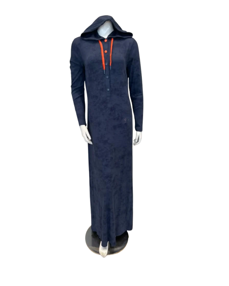 Sparrow Blue Tie Dye Jersey Snap Front Hooded Lounger Morning Robe