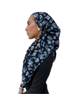 Scarf Bar Navy Blossom Open Back Adjustable Pre-Tied Bandanna with Velvet Grip