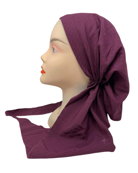 Lizi Headwear Purple Waffle Silk Adjustable Pre-Tied Bandanna with Velvet Grip