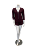 Oh! Zuza Maroon V Neck Lace Modal 3/4 Sleeve & Shorts Pajamas Set