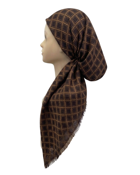 Revaz Brown Diamond Adjustable Pre-Tied Bandanna with Velvet Grip