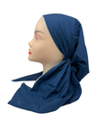 Lizi Headwear Solid Blue Adjustable Pre-Tied Bandanna with Velvet Grip