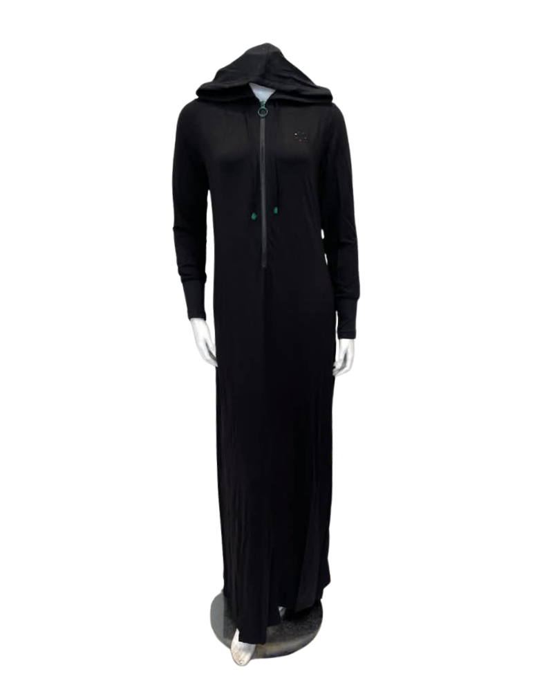 Sparrow Black Rayon Speckled Hood & Cuffs Zip Up with Pockets Lounger Morning Robe