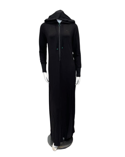 Sparrow Black Rayon Speckled Hood & Cuffs Zip Up with Pockets Lounger Morning Robe