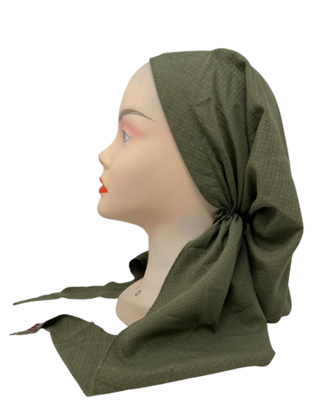 Lizi Headwear ST-OB-BX-26217 Green Waffle Open Back Adjustable Pre-Tied Bandanna with Velvet Grip