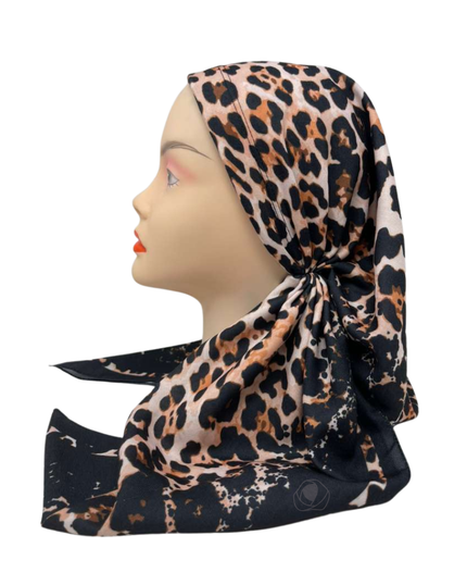 It's Younique Brown Leopard Print Pre-Tied Open Back Bandanna with Velvet Grip