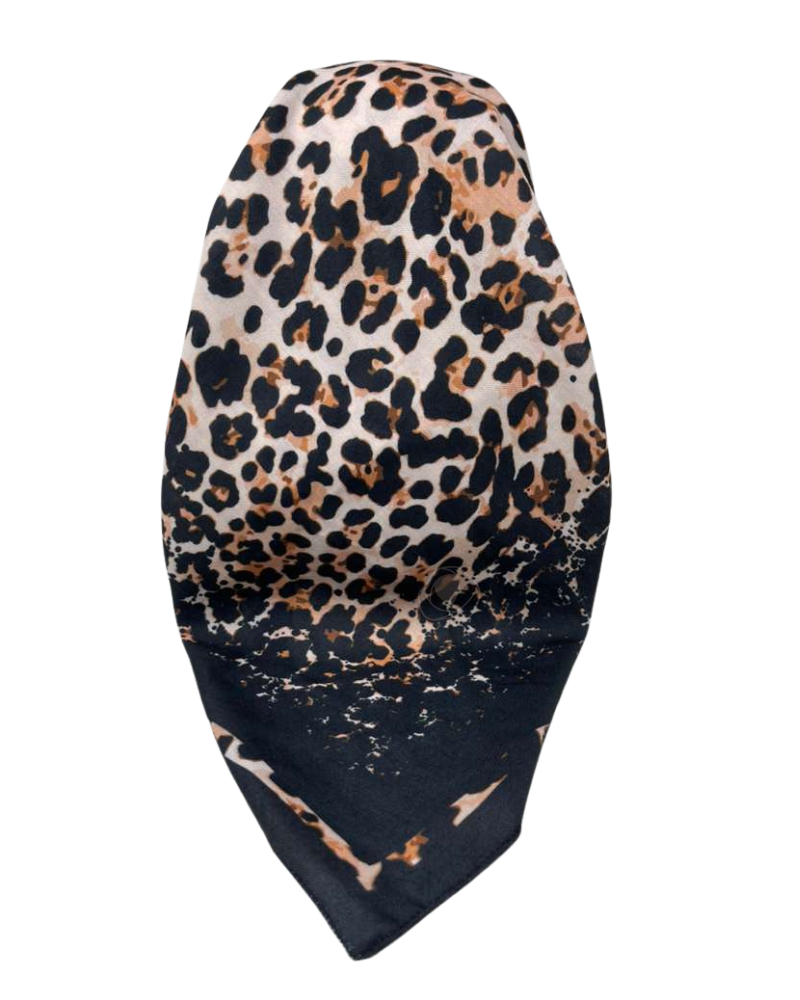 It's Younique Brown Leopard Print Pre-Tied Open Back Bandanna with Velvet Grip