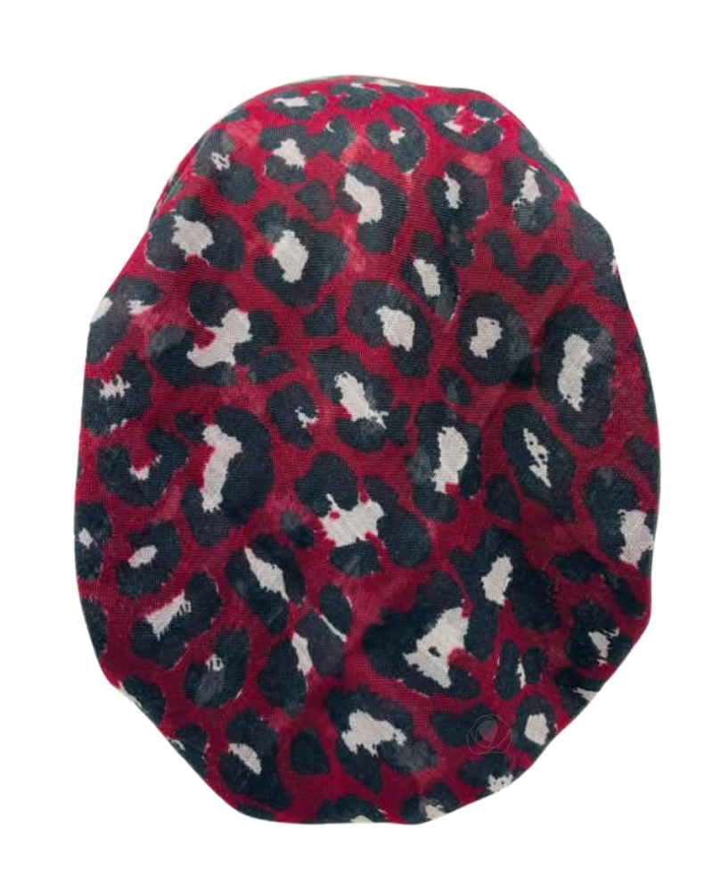 Revaz Burgundy Leopard Adjustable Pre-Tied Bandanna with Velvet Grip