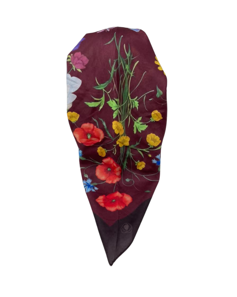 Tal New York Burgundy Gucci Open Back Pre-Tied Bandanna with Velvet Grip