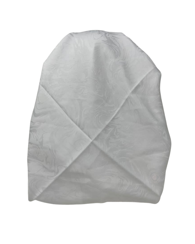 It's Younique Squiggles and Lines Design White Pre-Tied Open Back Bandanna with Velvet Grip