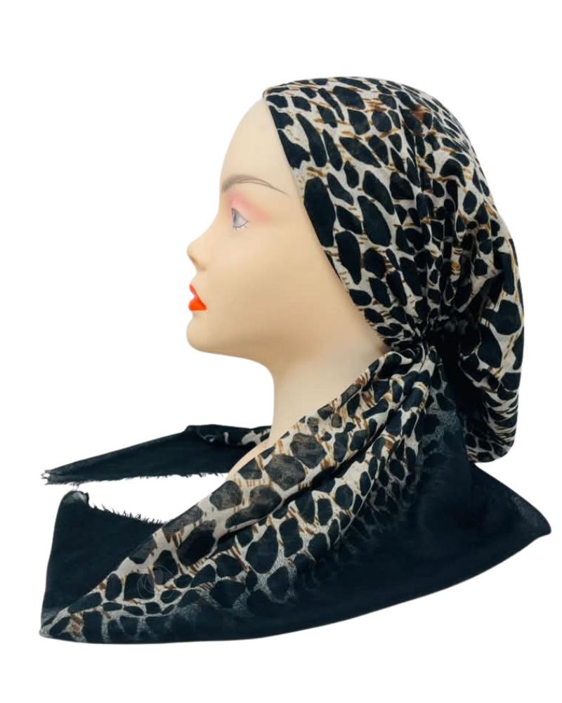 Revaz Black Leopard Border Adjustable Pre-Tied Bandanna with Velvet Grip