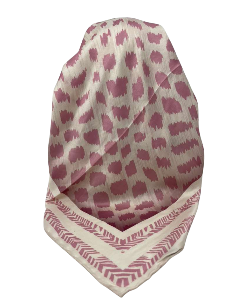 It's Younique Pink/Cream Animal Spots Pre-Tied Open Back Bandanna with Velvet Grip