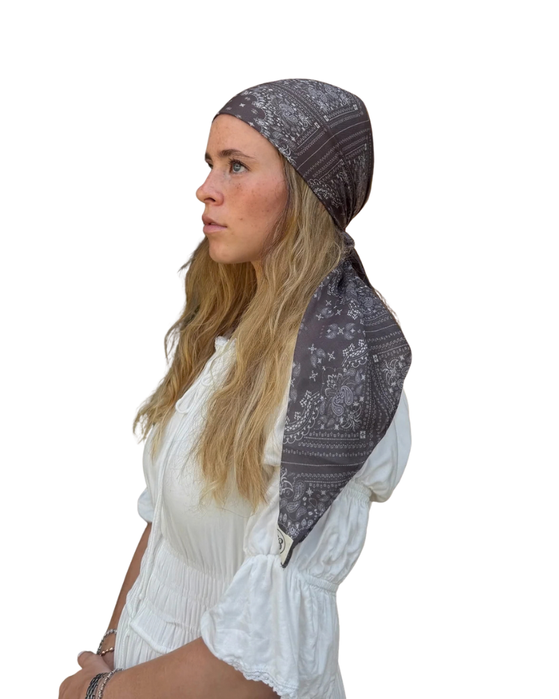 Scarf Bar Mocha Paisley Square Scarf with Invisible Grip