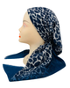 Revaz Navy Leopard Border Adjustable Pre-Tied Bandanna with Velvet Grip