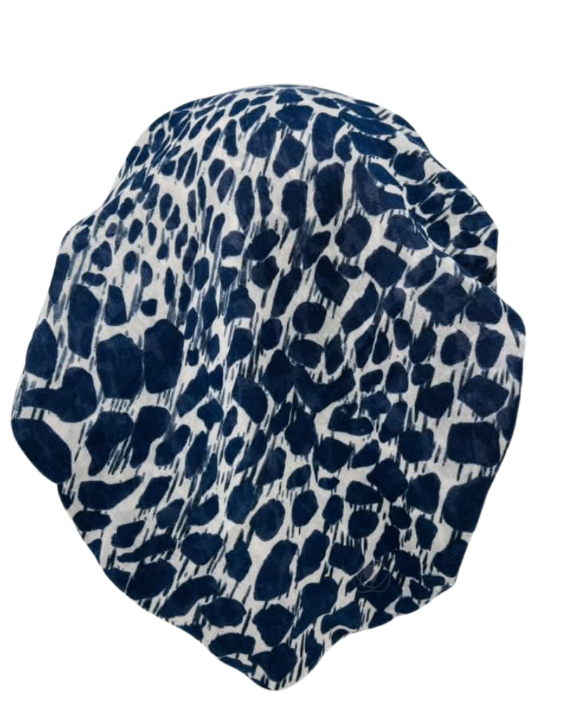 Revaz Navy Leopard Border Adjustable Pre-Tied Bandanna with Velvet Grip