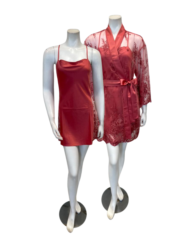 Rya Collection Camelia Darling Lace Chemise & Wrap Set