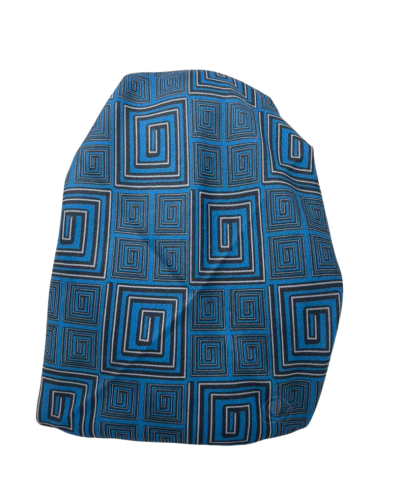 It's Younique Teal/Grey Geometric Pre-Tied Open Back Bandanna with Velvet Grip