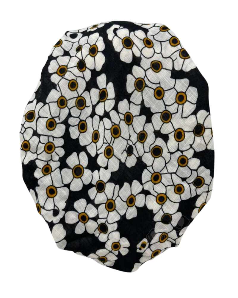 SPC348A-IV Ivory Floral Design Adjustable Closed Back Pre-Tied Bandanna