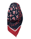 It's Younique Red and Black Chain Print Pre-Tied Open Back Bandanna with Velvet Grip