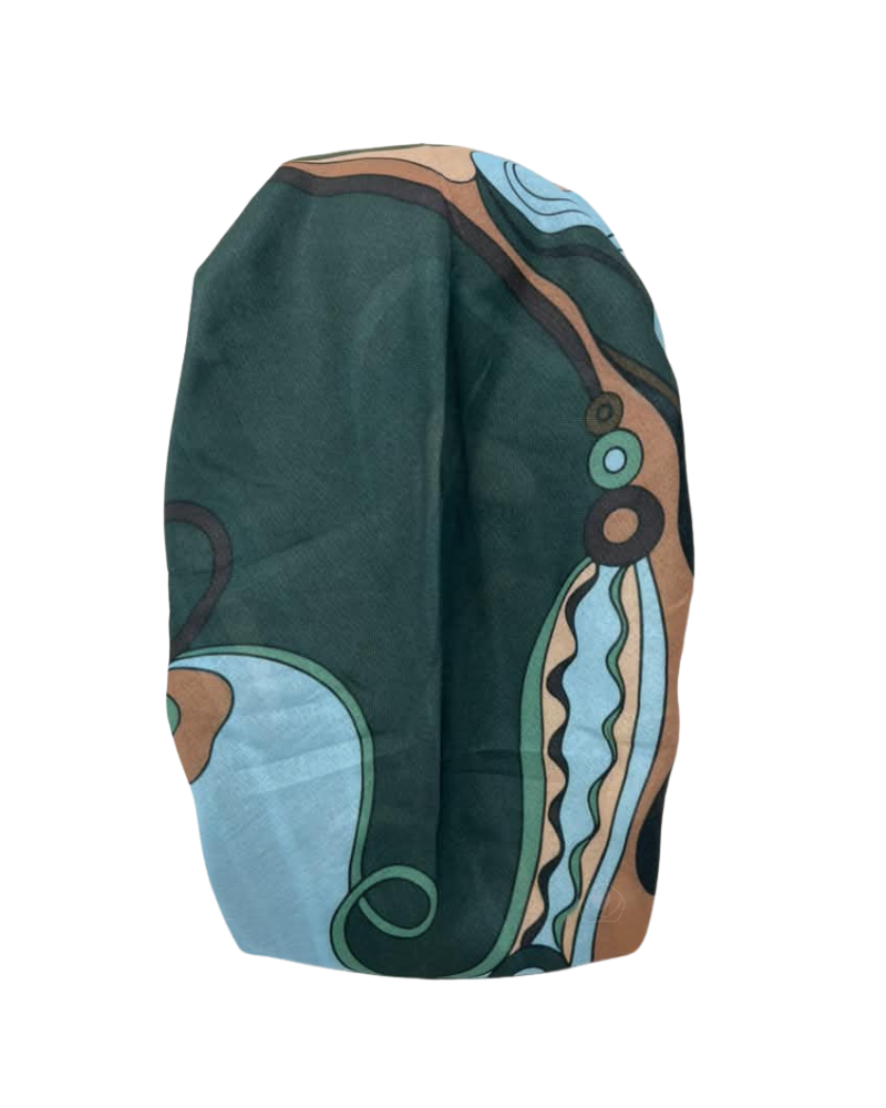 Tal New York Olive Pucci Open Back Pre-Tied Bandanna with Velvet Grip