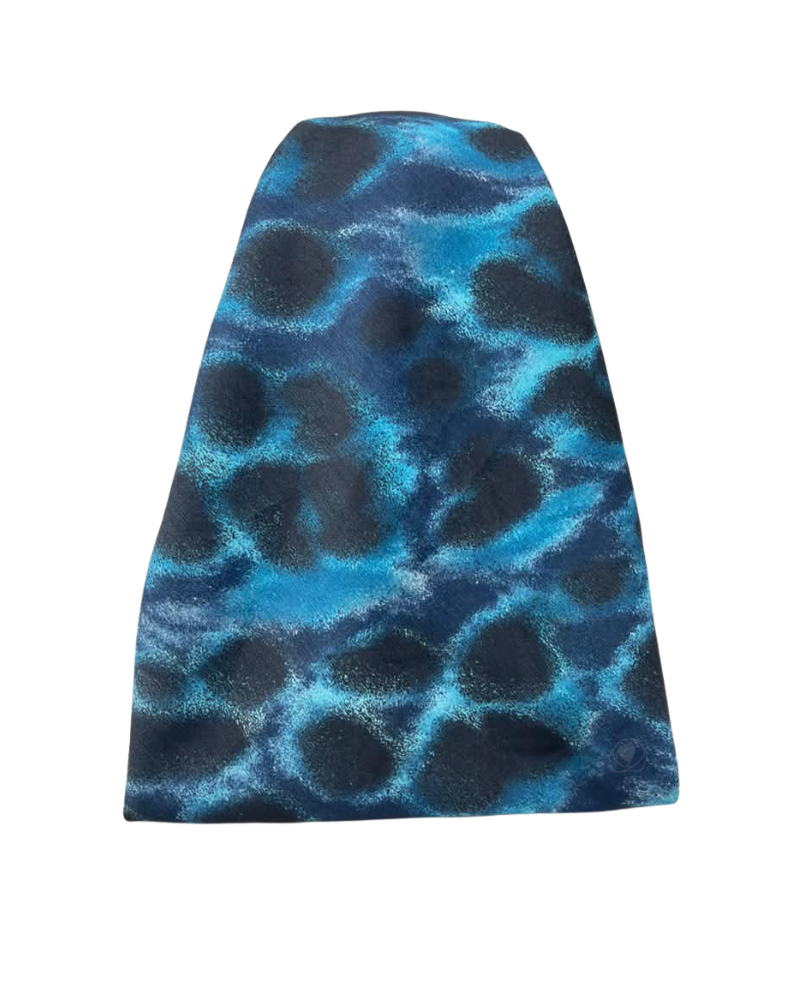 It's Younique Turquoise/Black Animal Print with Ink Border Pre-Tied Open Back Bandanna with Velvet Grip